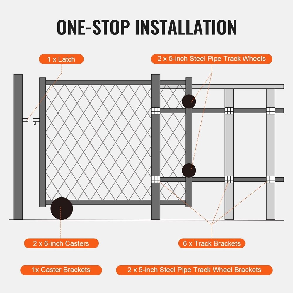 Sliding Gate Kit, 6” Rolling Gate Hardware Kit C-Type, Wheel Carrier with Two...