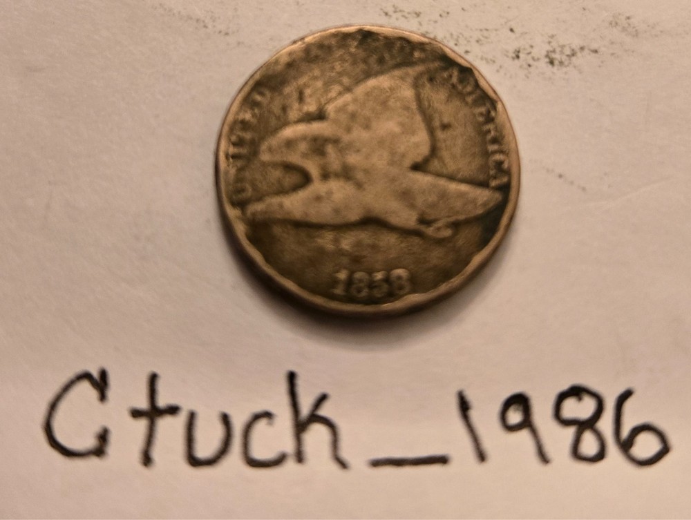 1858 1C Small Letters Flying Eagle Cent G good condition GUARANTEED AUTHENTIC!