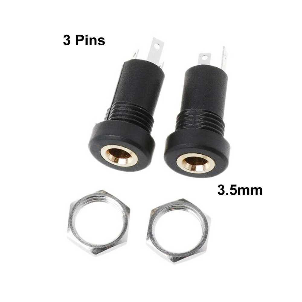 10x 3.5mm Audio Female Jack Socket 3 Pole Stereo Solder Panel Mount Adapter Nuts
