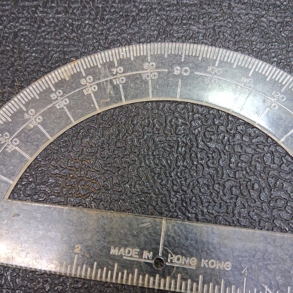 Vintage Clear Plastic Angle Finder 6" Protractor Measuring Tool