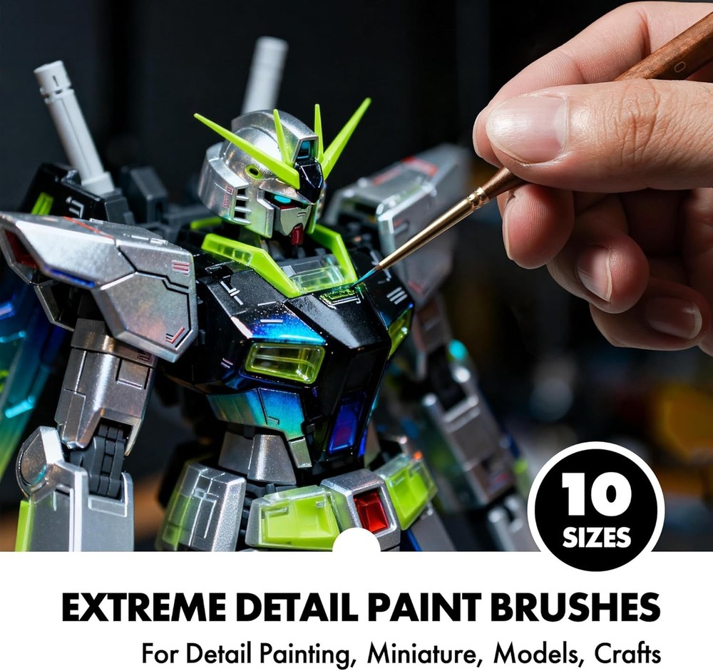 Artify 12/10Pcs Fine Detail Brushes with Multiple Same Sizes