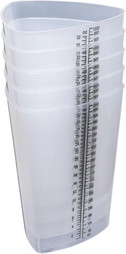 Plastic Graduated Triangular Intake Output Container [5 Pack] 32 Ounce...