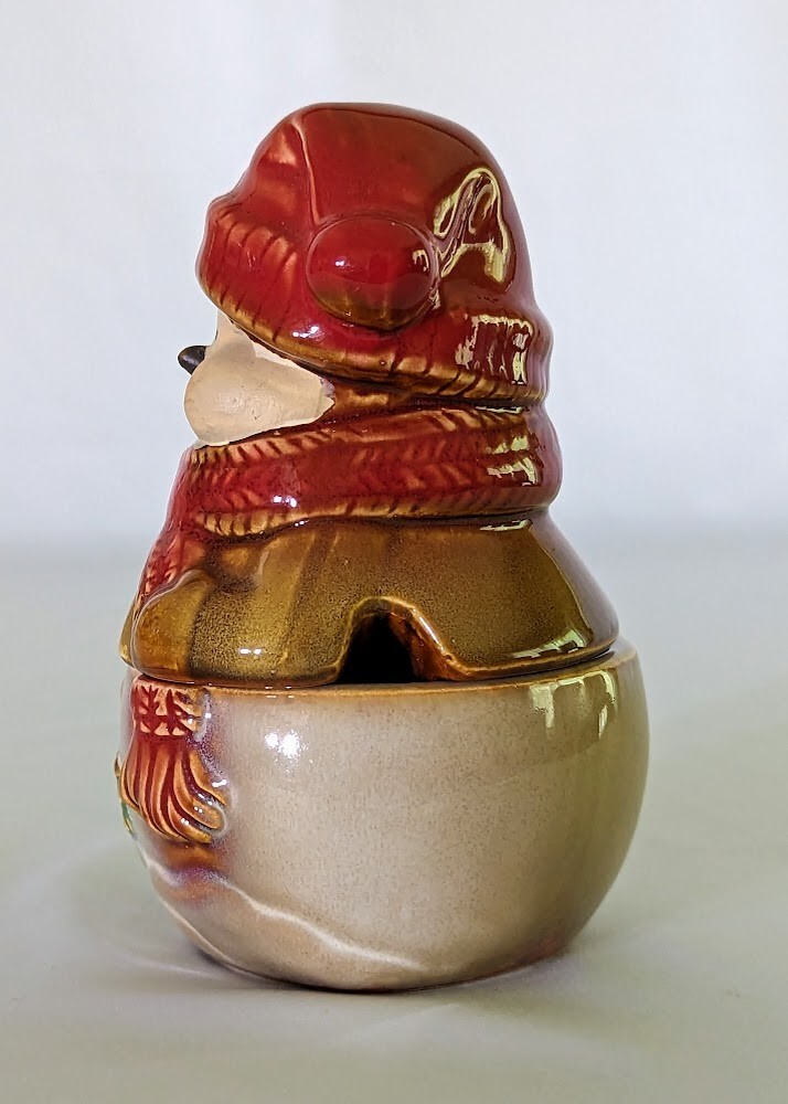 Snowman Covered Sugar Bowl without Spoon, 5.5" Tall