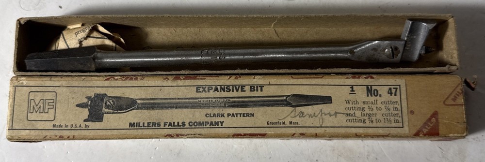 #47 MILLERS FALLS EXPANSIVE BIT CLARK PATTERN W/ Box