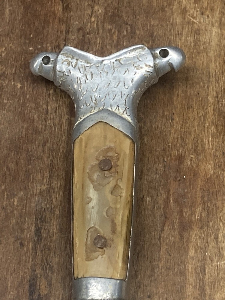 Vintage Hand Engraved Double Eagle Head Silver Mexico Dagger