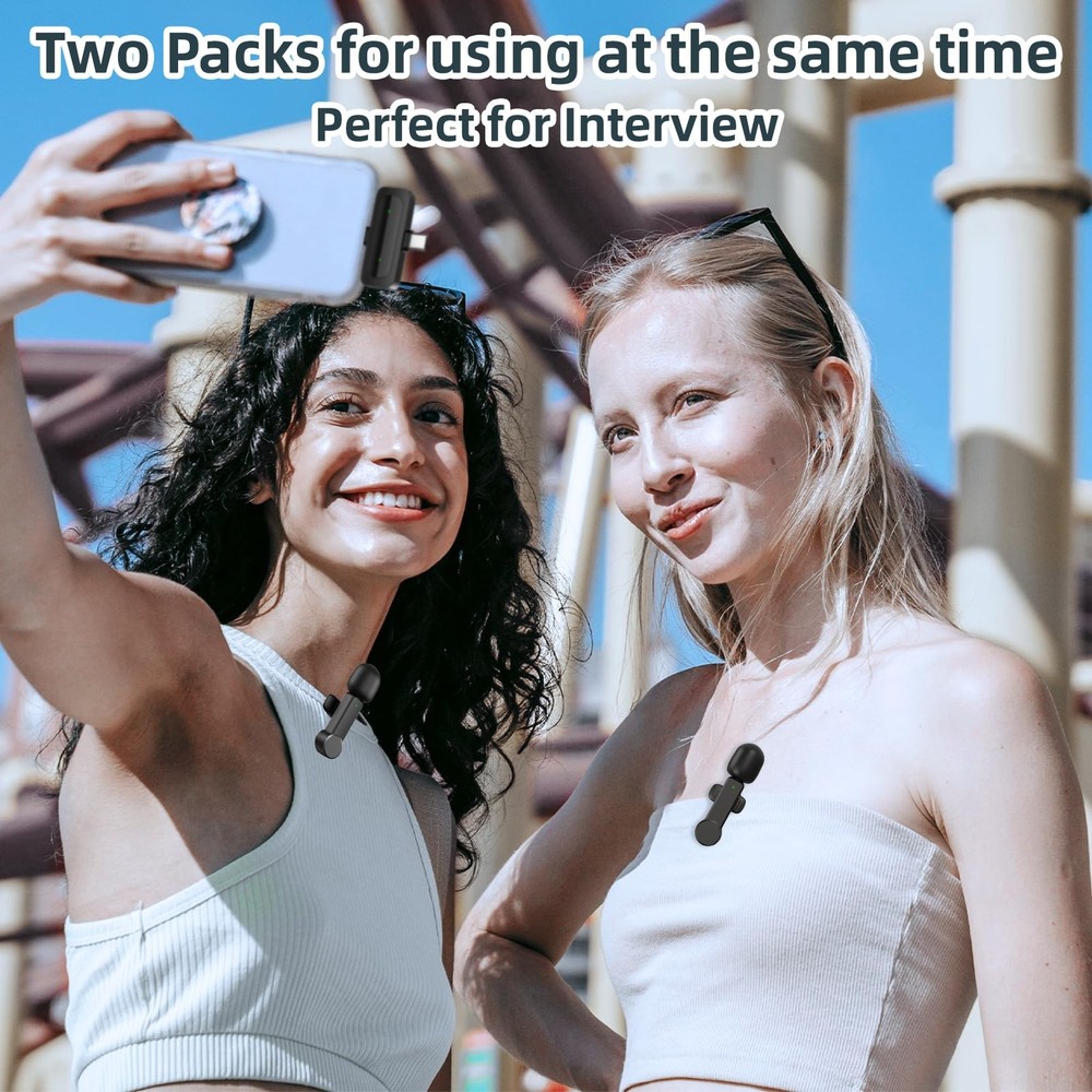 Wireless Lavalier Microphone for iPhone Android iPad - Noise Cancelling Mini ...