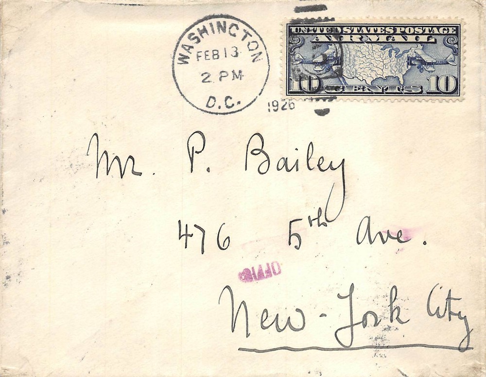 C7 10c Map, single tied by Washington DC cancel, Chicago backstamp [356526]