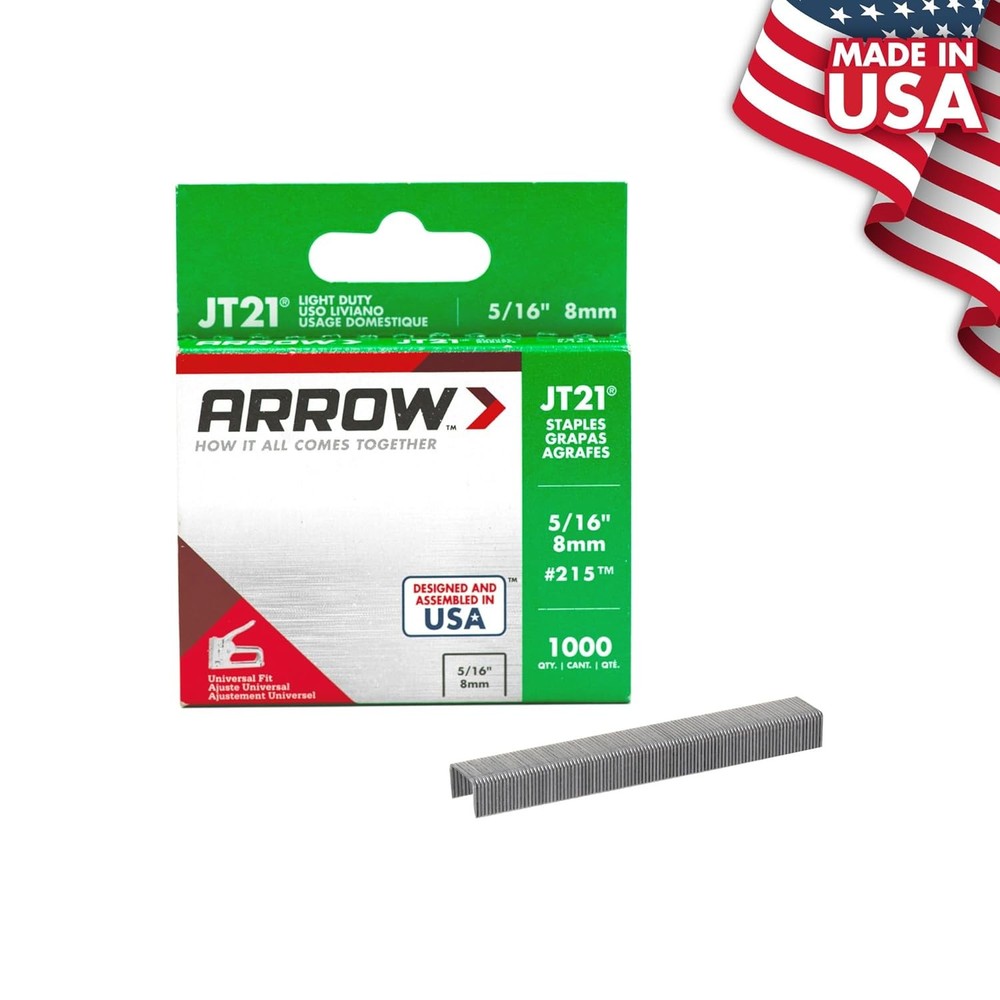 Arrow JT21 Thin Wire Staples, 5/16", 1000-Pack