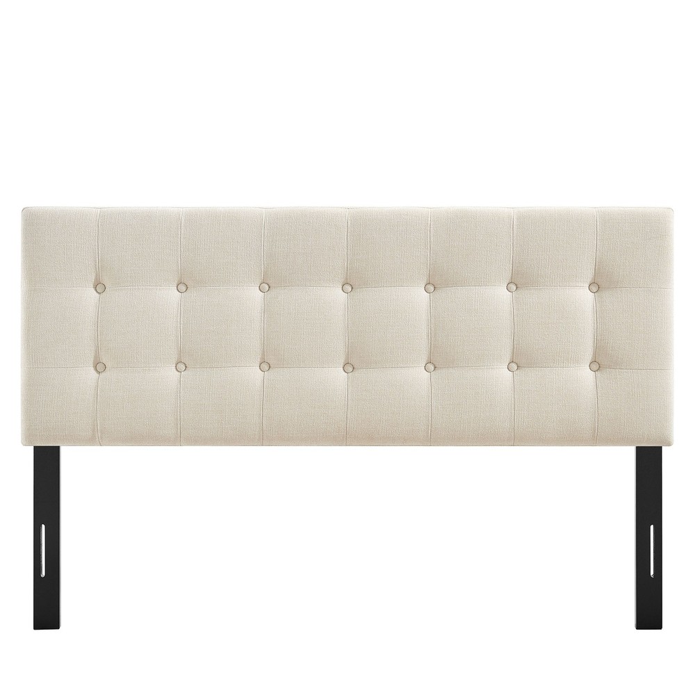Emily Fabric Upholstered Full Size Headboard in Ecru