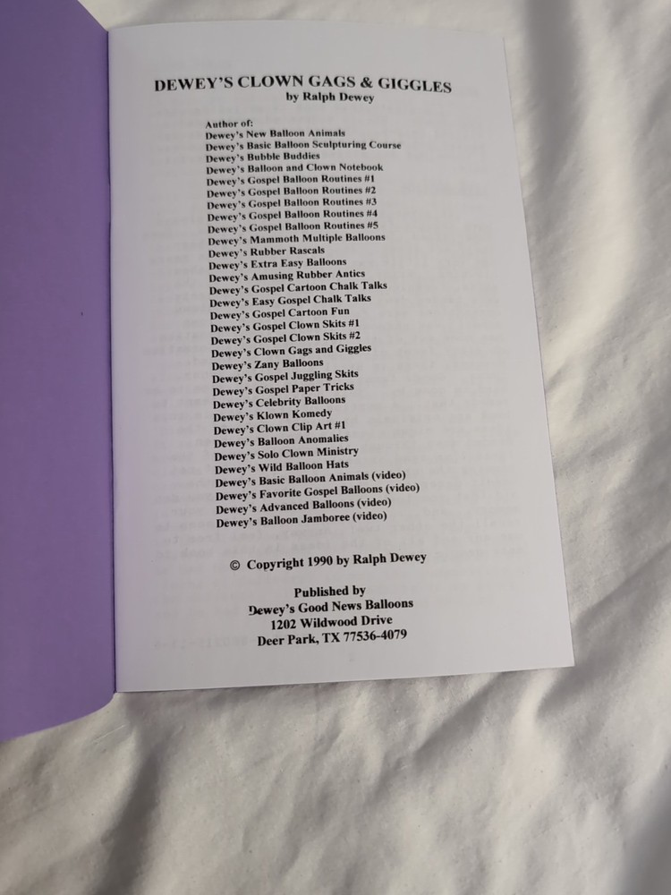 Dewey's Clown Gags & Giggles Booklet