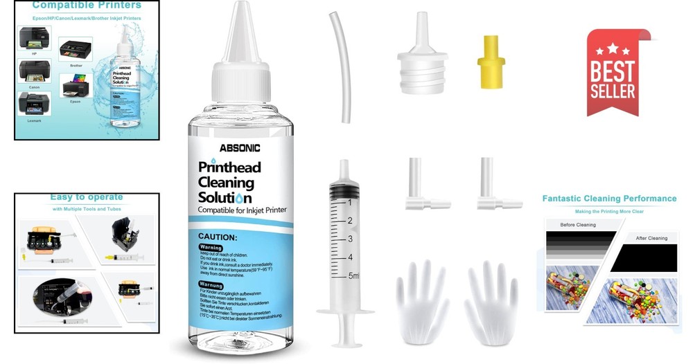 Universal Inkjet Printer Maintenance Kit 100mL - Essential Cleaning Solution
