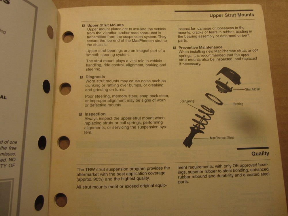1996 TRW suspension strut mount kits catalog