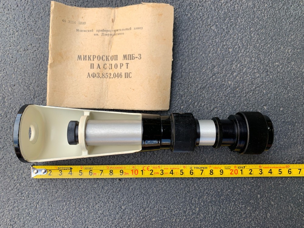 Vintage Soviet Microscope MPB-3 with Case & Manual