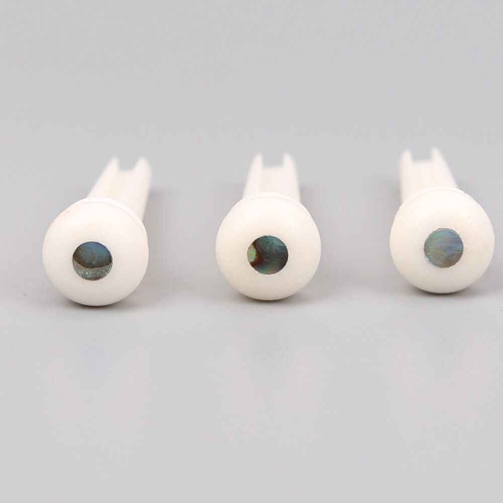 12Pcs Bone Guitar Bridge Pin String Peg Abalone Shell Dot Luthier nut saddle