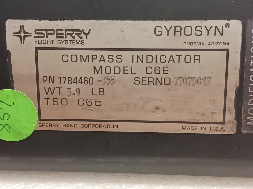 Vintage Aircraft Gyrosyn Compass Indicator Model C-6c