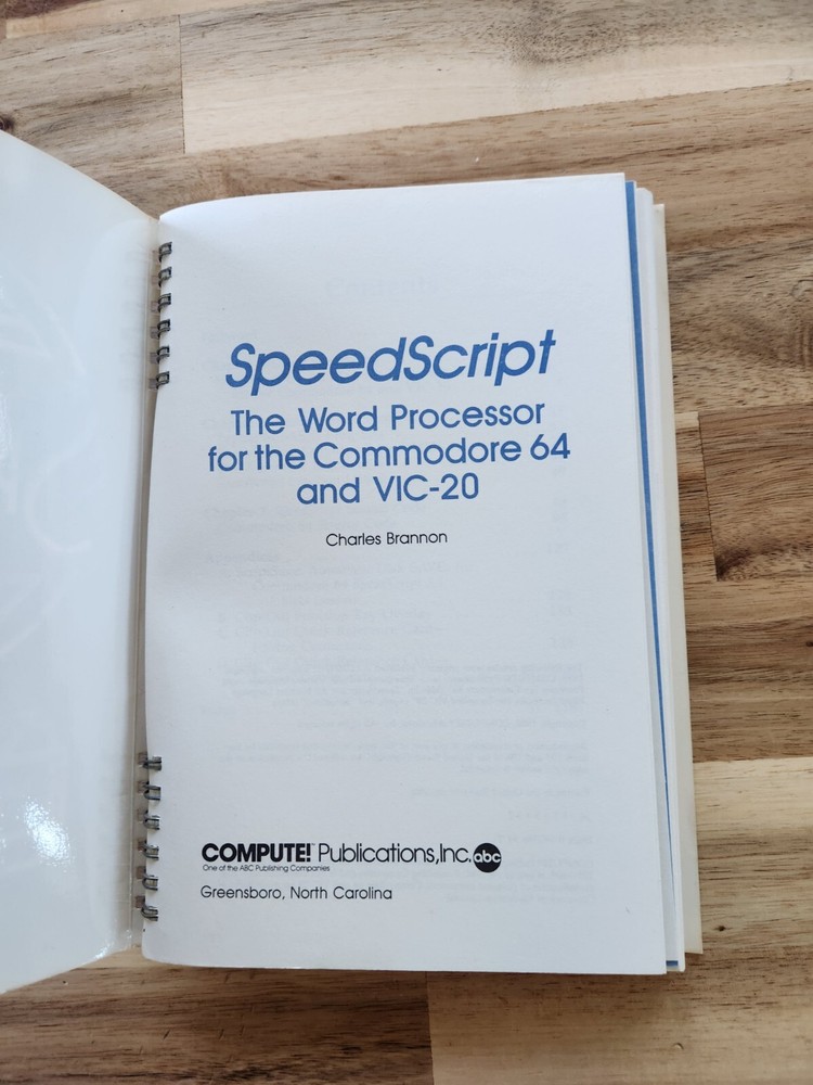 Vintage Speed Script The Word Processor for Commodore 64 Spiral 1985 Brannon