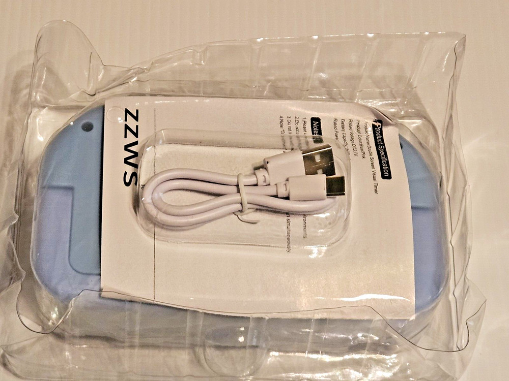 ZZWS Double Screen Visual Timer New in Box Blue Adjustable Brightness No Ticking