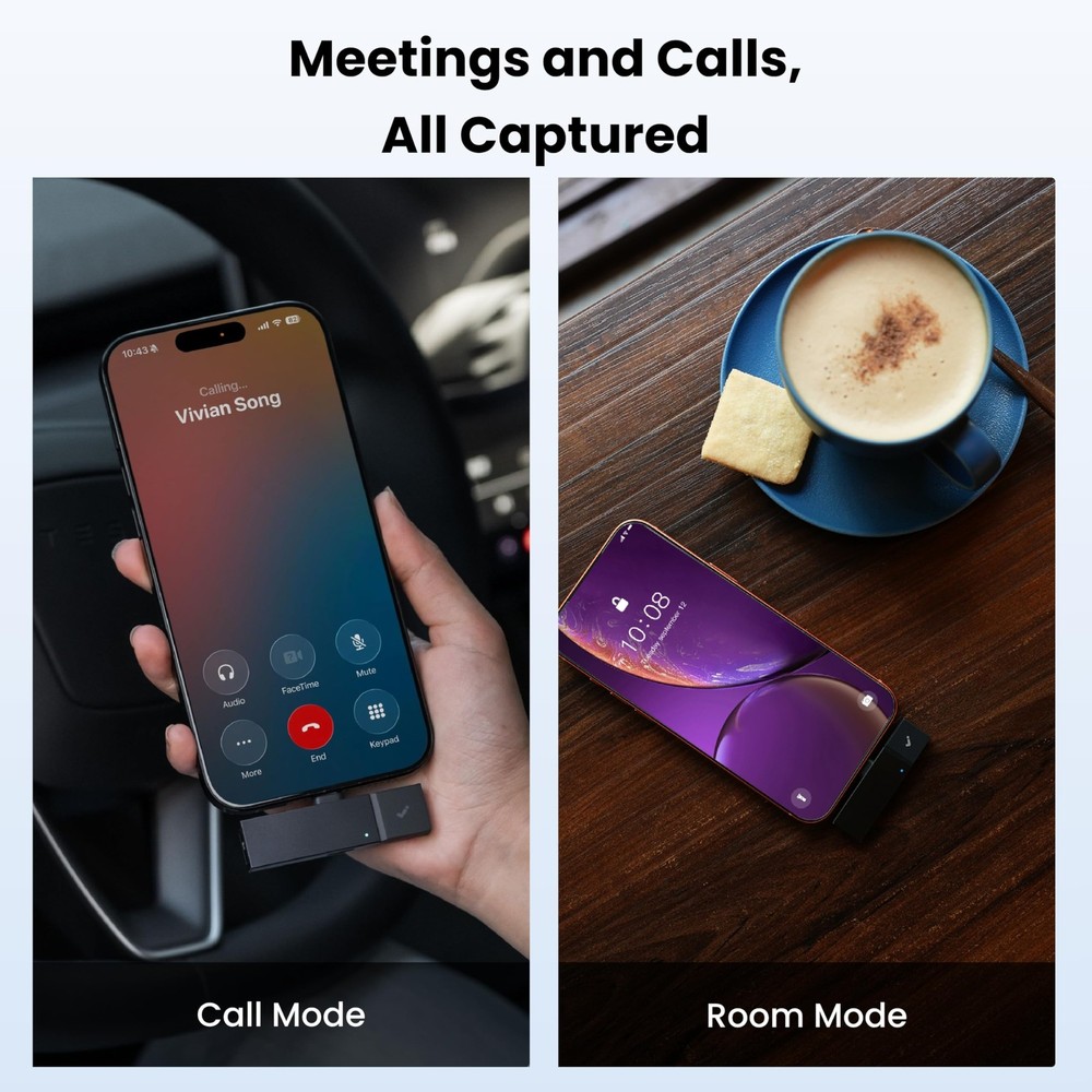 HiDock P1 mini AI Voice Recorder: Smart Recorder Work with Gray