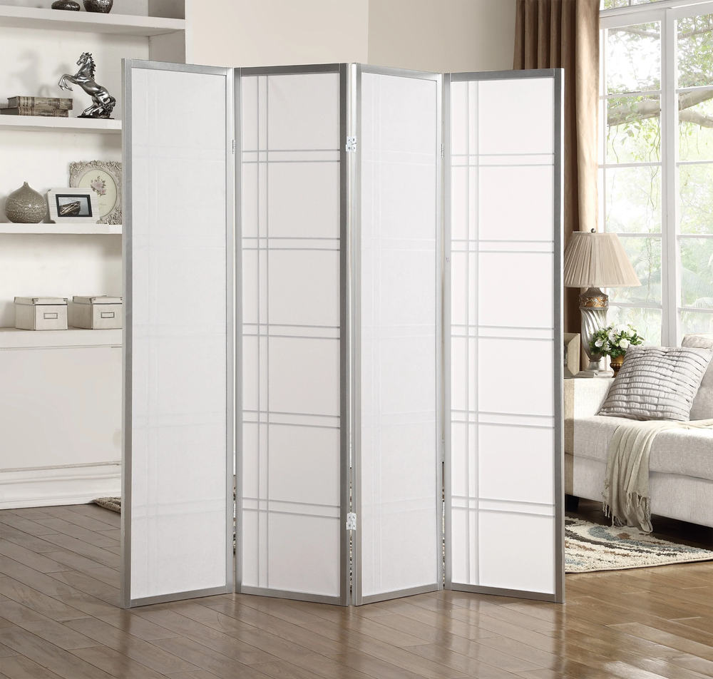 Seto 4-Panel Silver Room Divider Screen