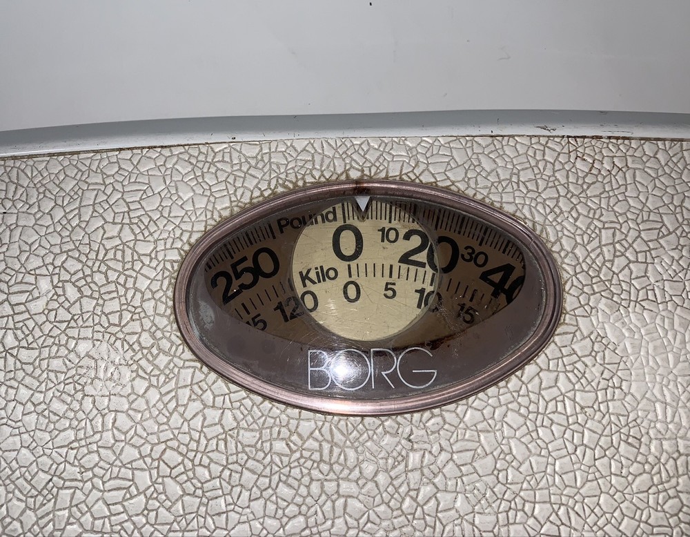Borg Bathroom Scale Old Rustic Europe Uk White Pattern VINTAGE