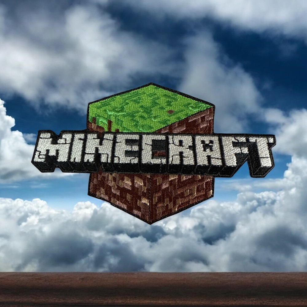 Minecraft Cube Embrodery Patch 6" X 3.34"