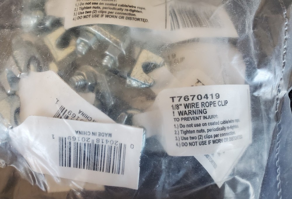 1/8" Electrogalvanized Wire Rope Clip, 60 each, Campbell T7670419