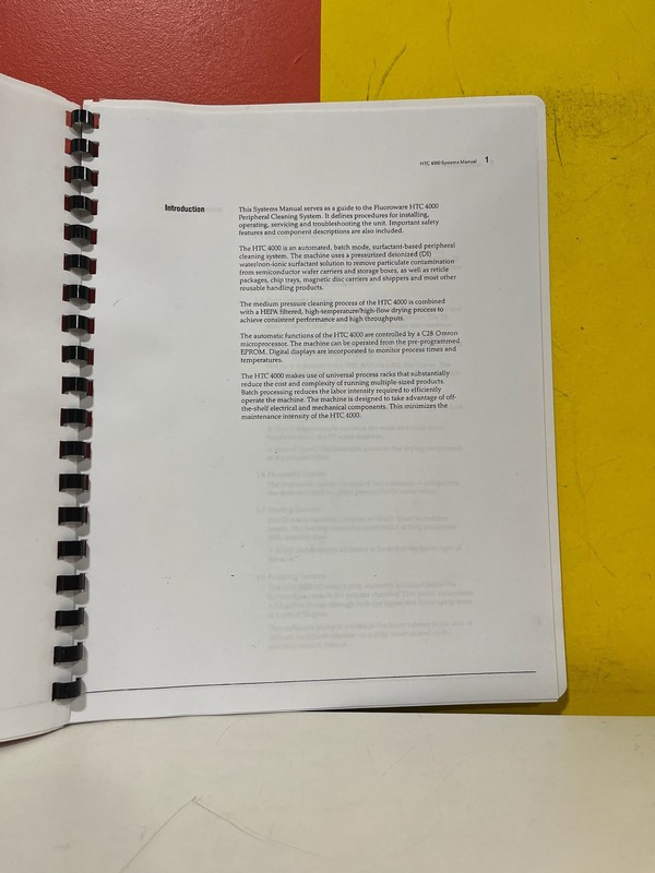 FLUOROWARE HTC 4000 System Systems Manual