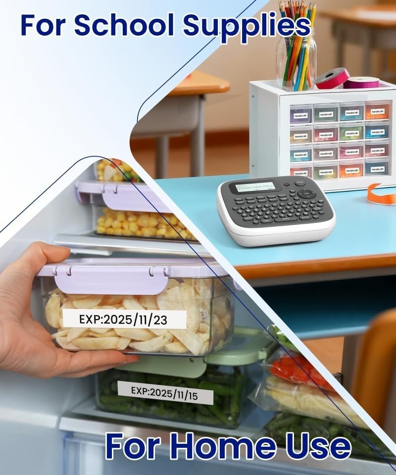 Versatile Label Maker Machine with Tape: Durable Waterproof Labels, 12mm - D210s