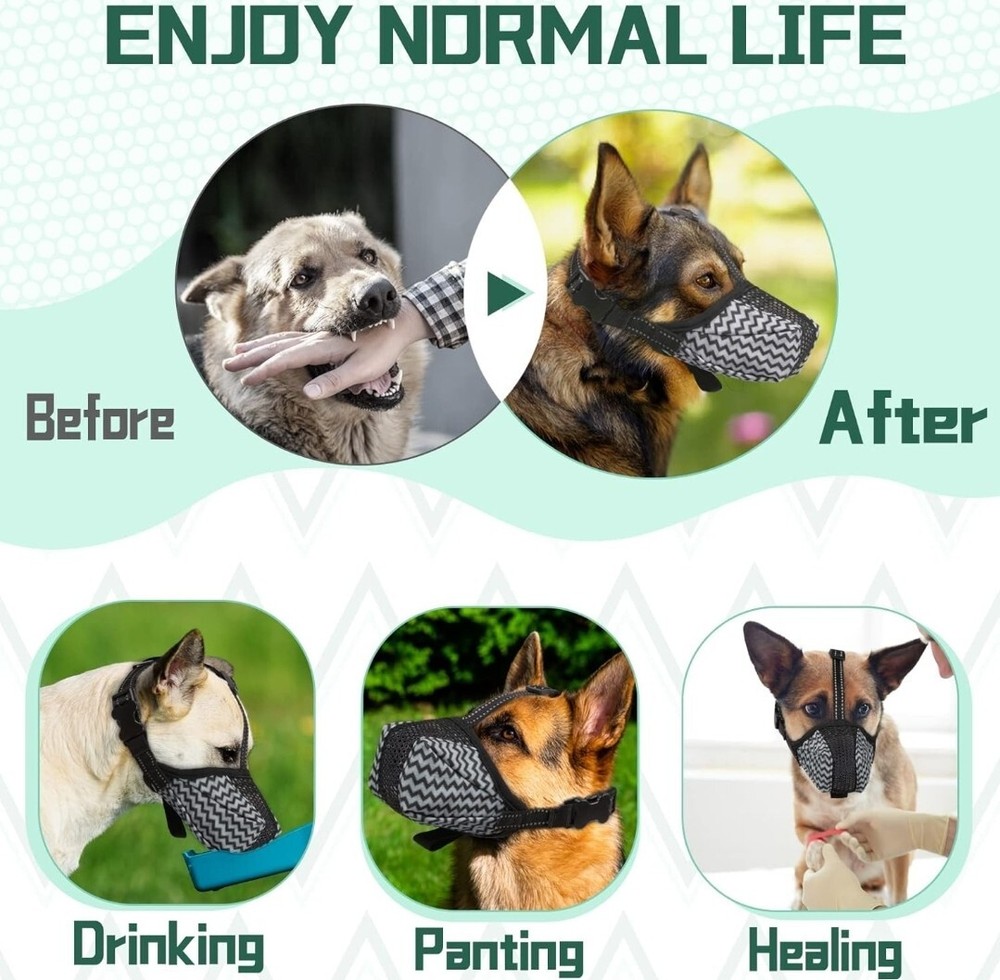 Dog Muzzle, Air Mesh Breathable Muzzle for Medium/Large Sized Dogs