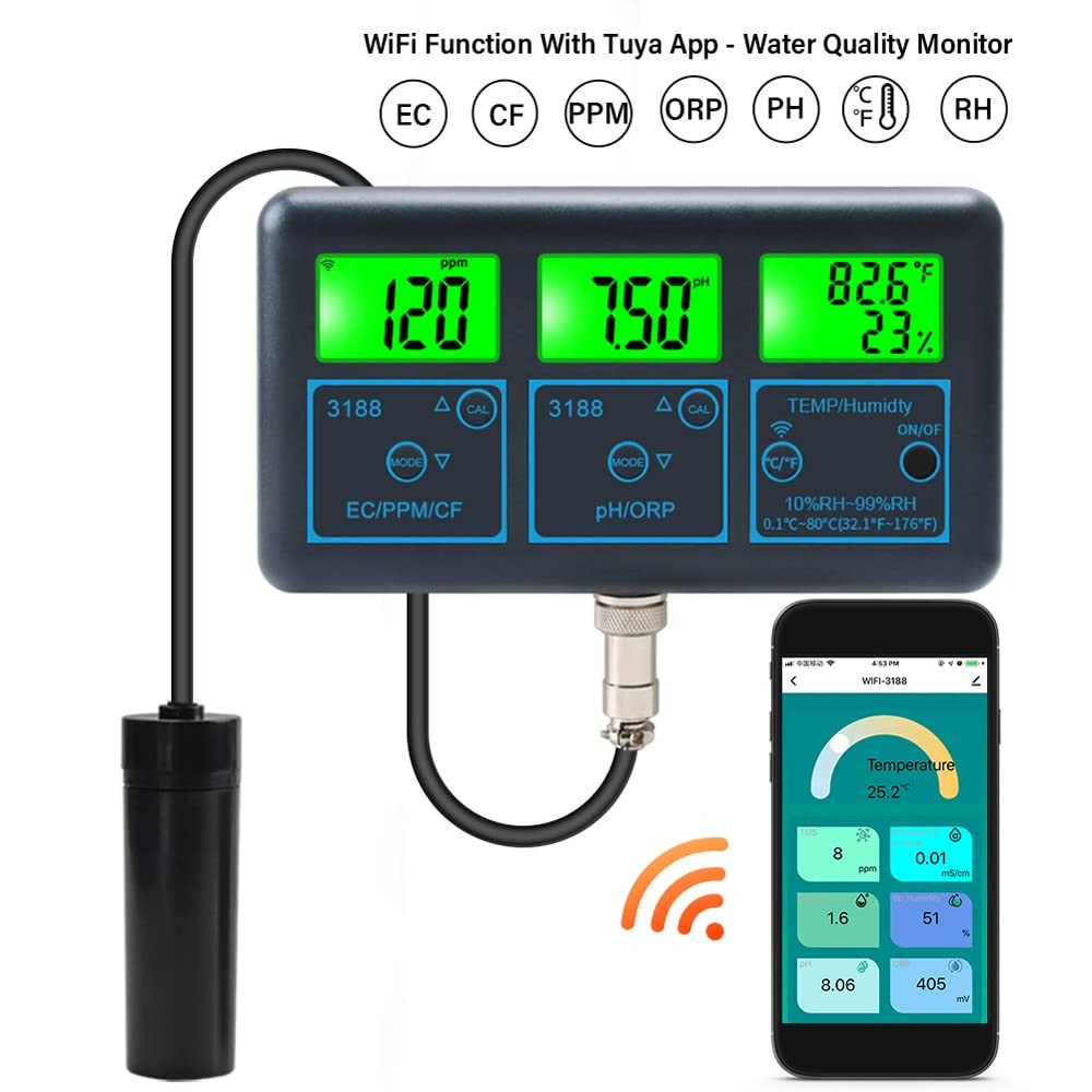 Tuya WiFi 7in1 Water Quality Tester Multi-Parameter Water Analyzer Digital Di...