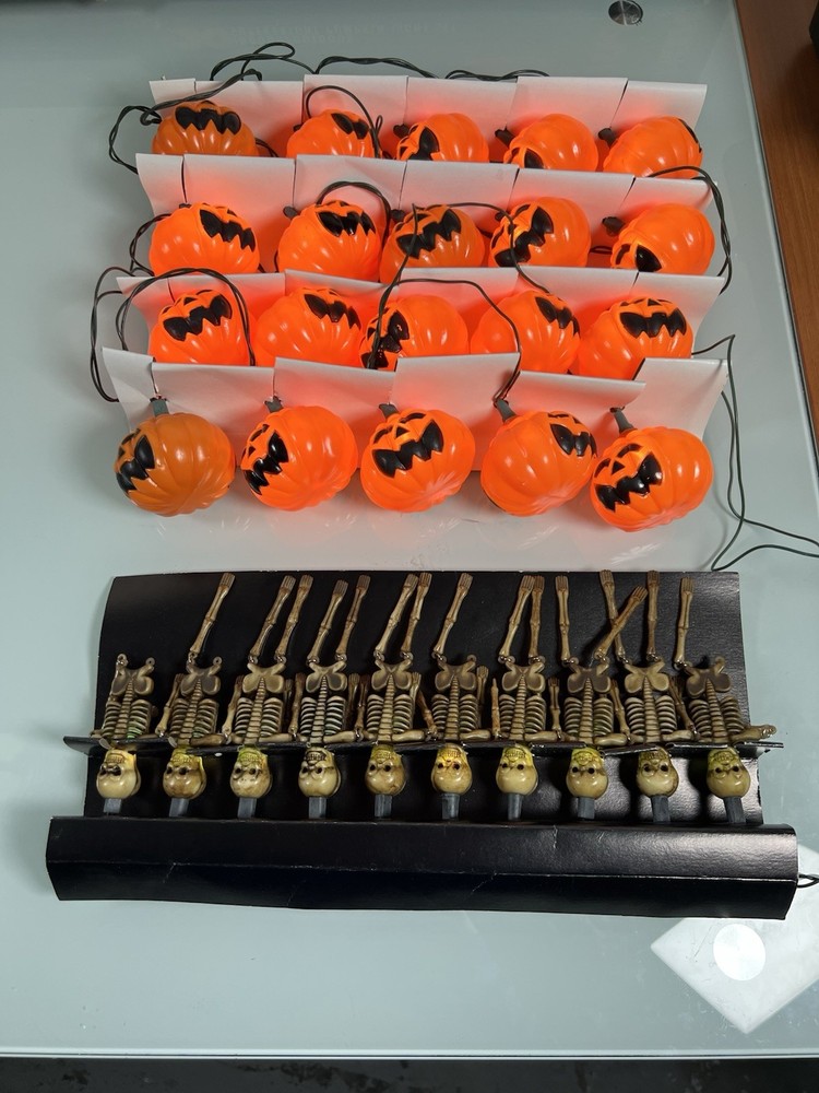 Halloween Light Set Bundle Skeleton Pumpkin Flicker Candle Lights Tested Working