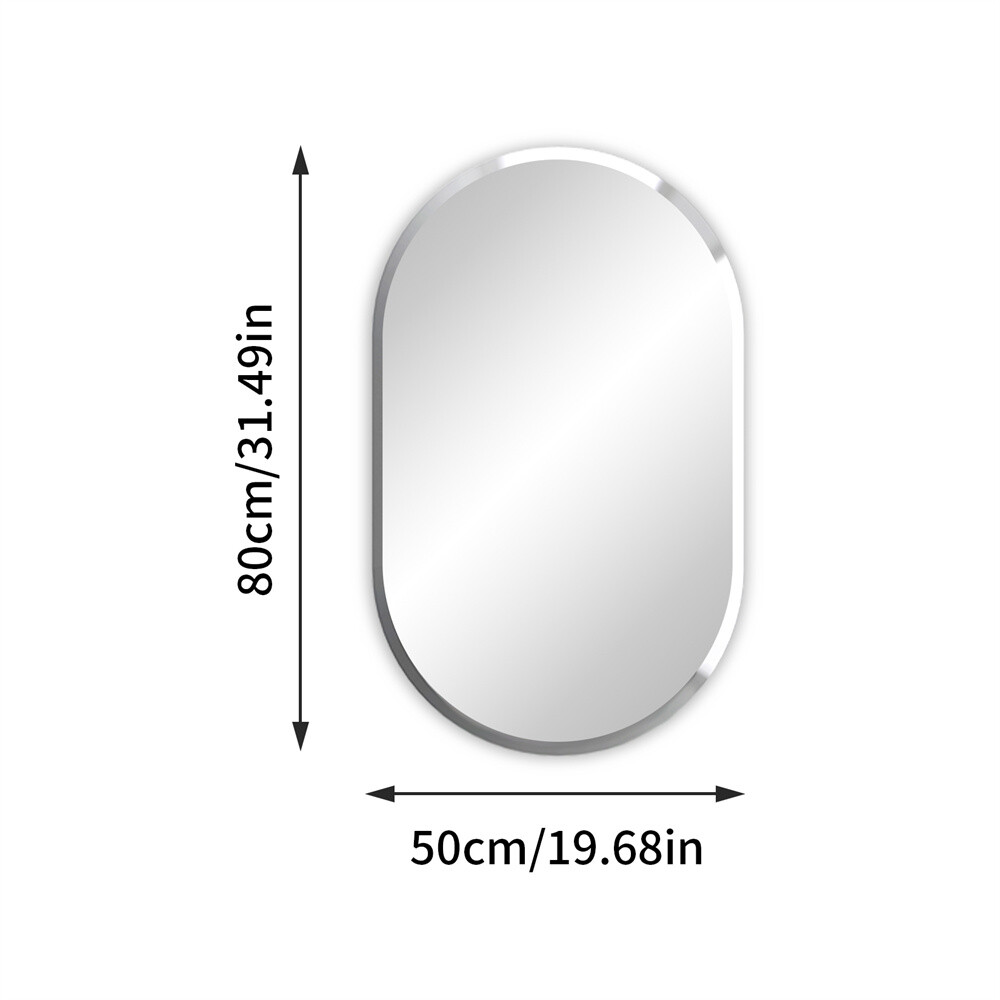 Large Beveled Frameless Wall Mirrors Silver Shatterproof Bathroom Vanity Mirror