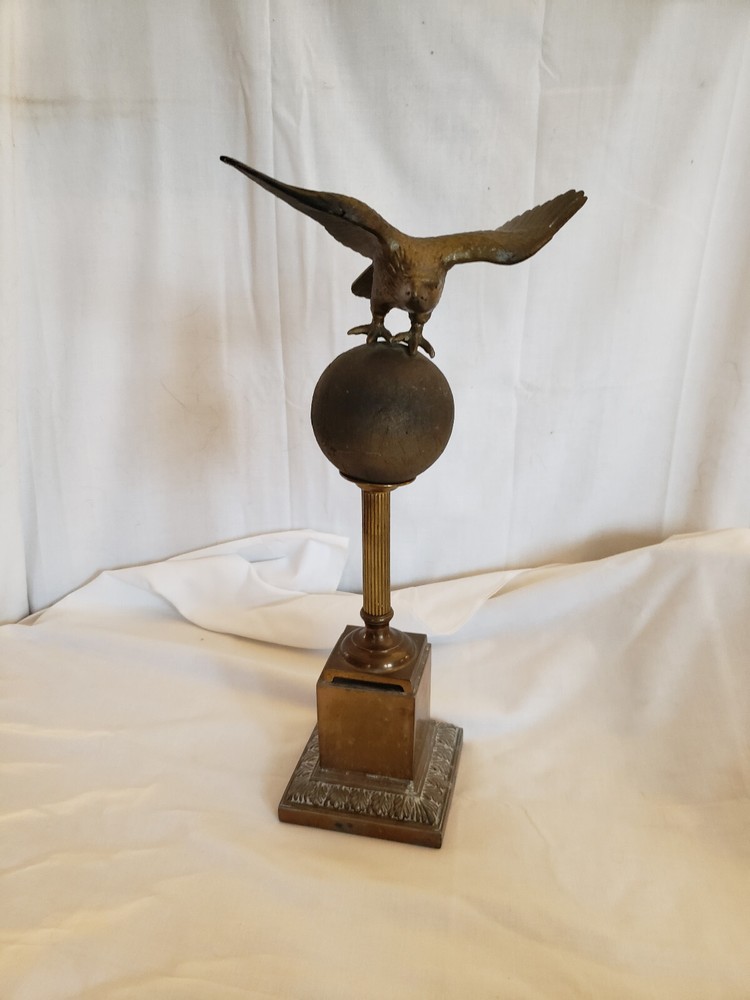Vintage brass Eagle on sphere globe 17" unique!