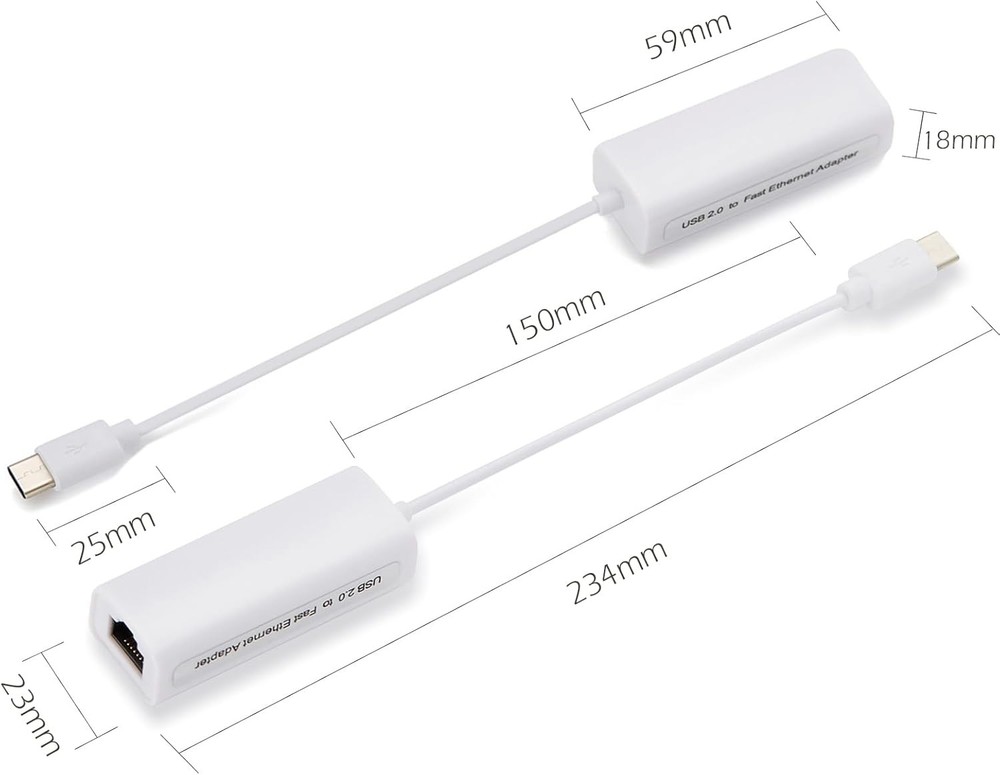 USB-C to Ethernet Adapter, High-Speed Network for Type-C Devices, White