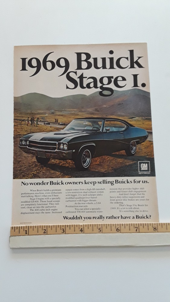 1969 BUICK STAGE 1 ORIGINAL 1969 AD