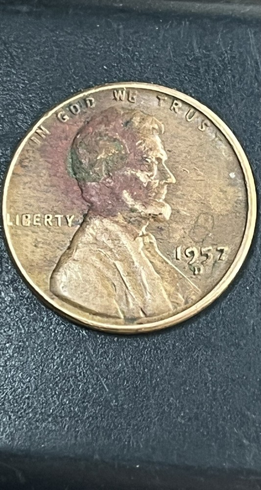 1957 d wheat penny Rim Error