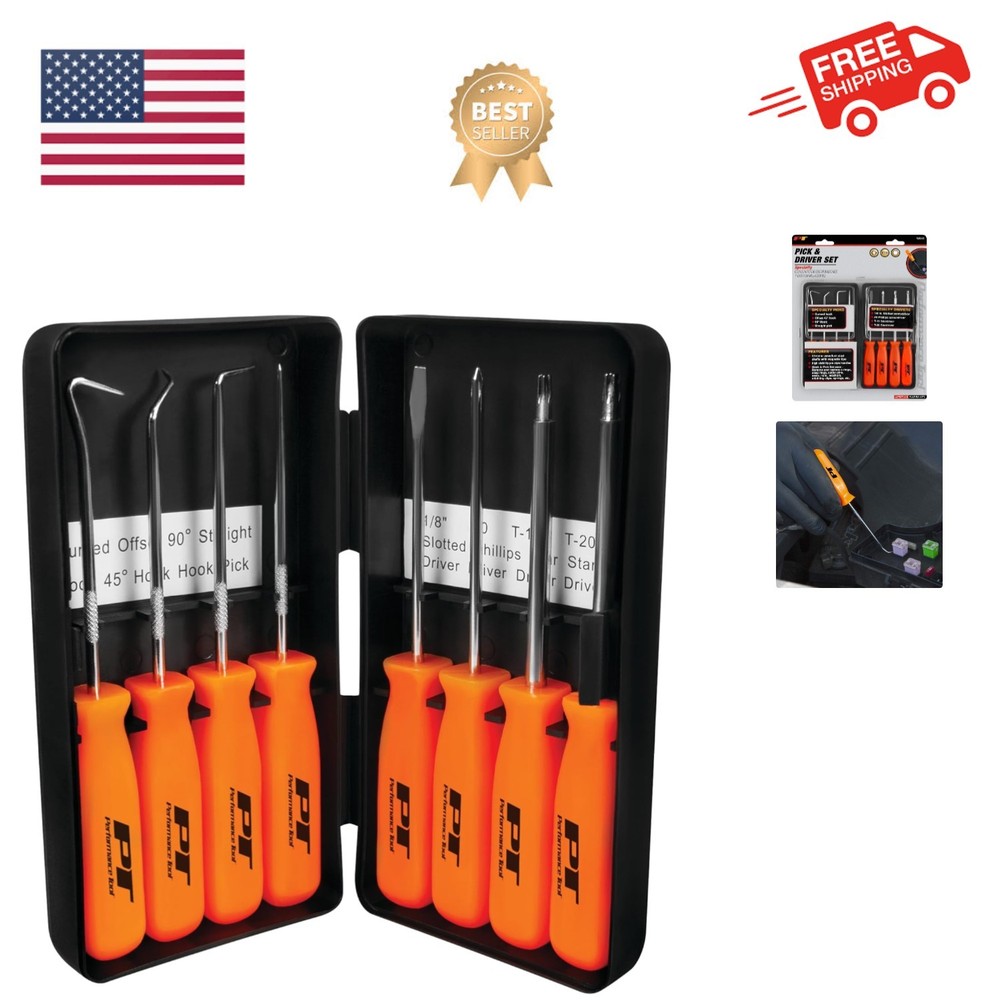 8-Piece Specialty Pick/Driver Set, Precision Pick & Hook Set with Scraper