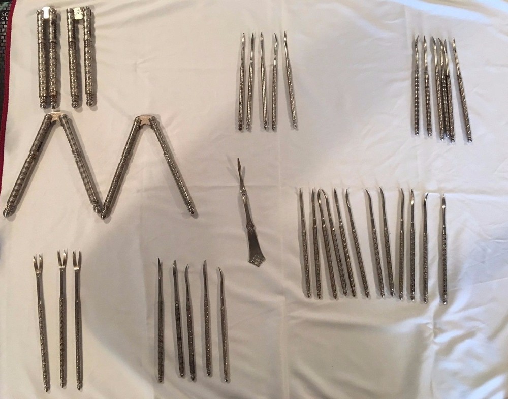 Nutcrackers with Picks & Forks, 36 Piece Assorted Set, Vintage