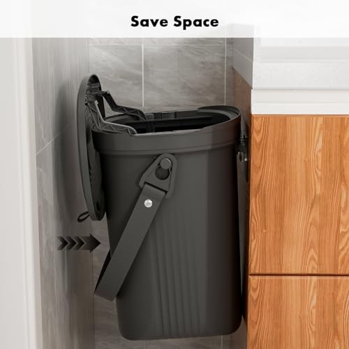 Mountable Silicone Collapsible Kitchen Compost Bin Under Sink, Hanging Black