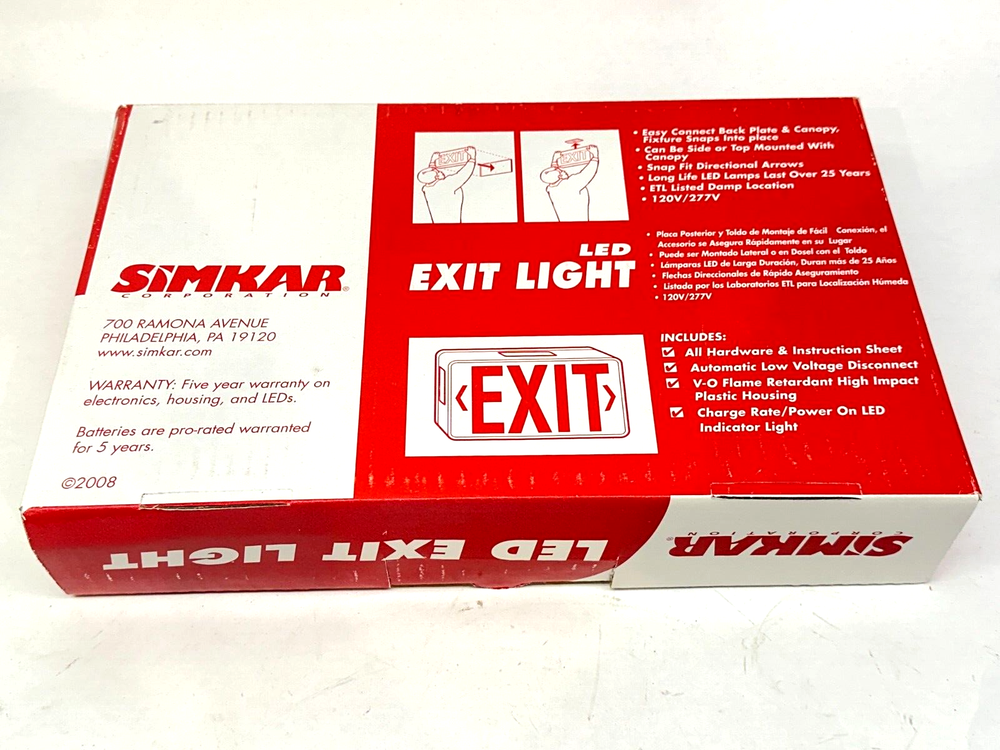Simkar SLEDBRW Self-Powered LED Emergency Exit Light 4W 120/277V