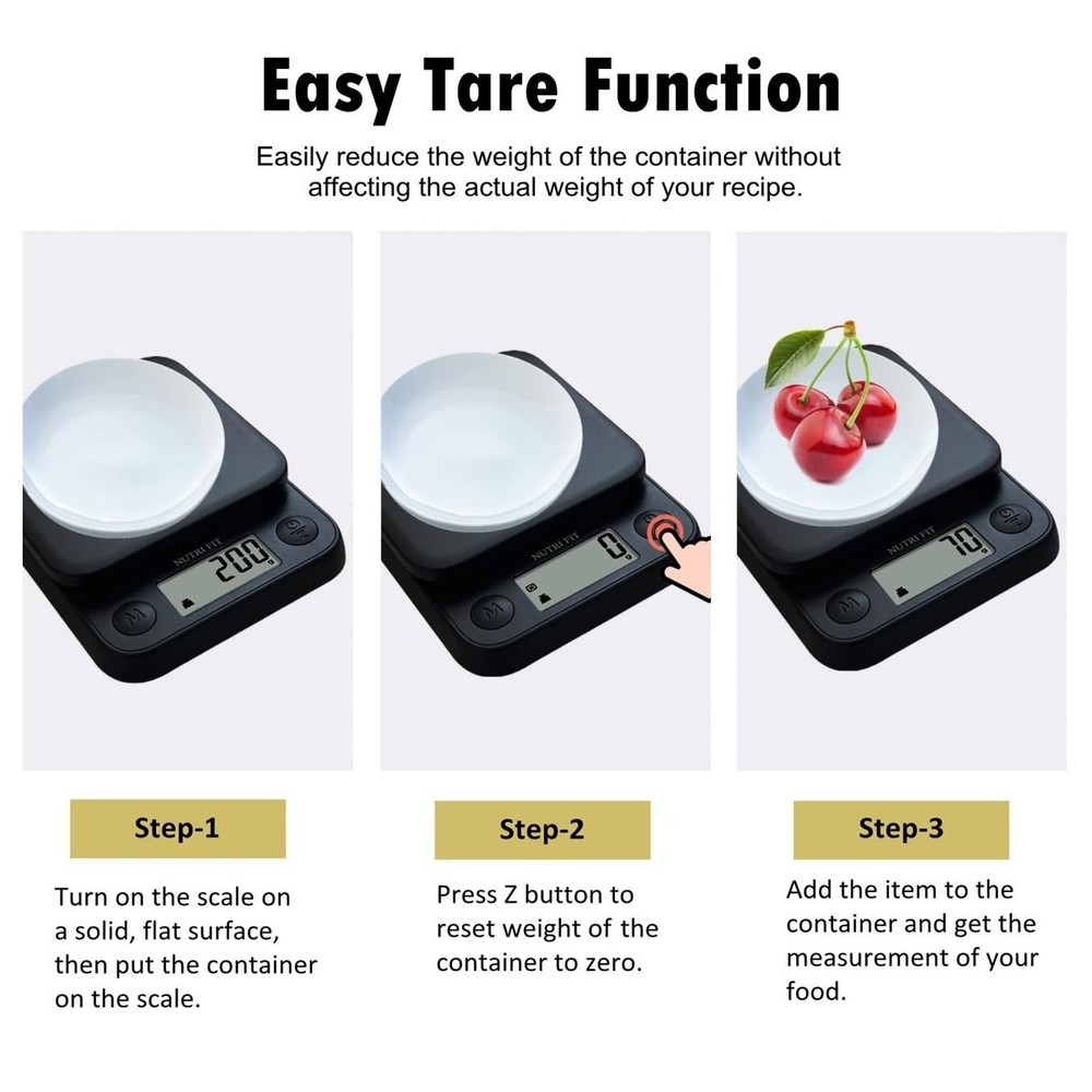 Compact Digital Kitchen Scale for Precision Weighing - 11lb Max Capacity