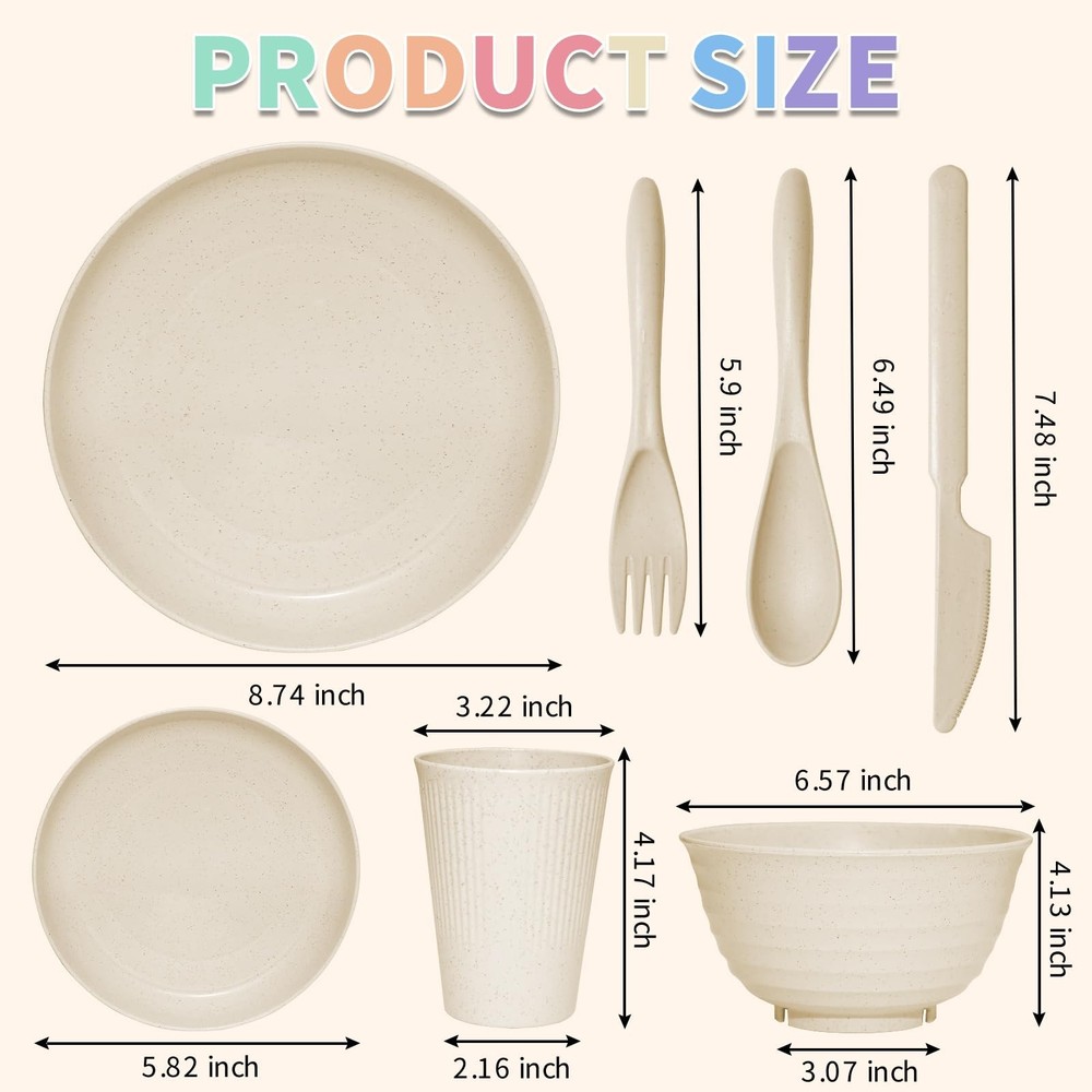 42 pcs Wheat Straw Dinnerware Sets - SHECIPIN Unbreakable Reusable Dinnerware Se