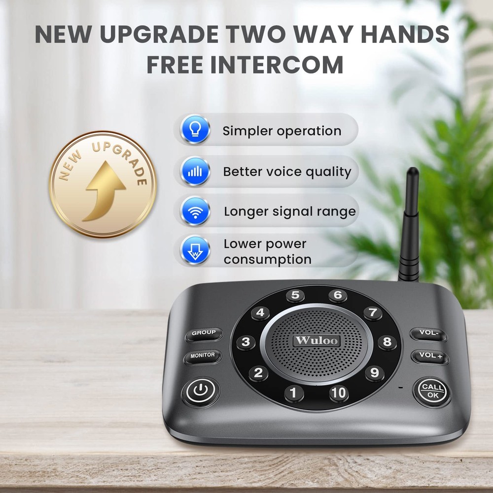 Updated Two-Way Wireless Intercoms Full Duplex for Home Communication 10-Channel