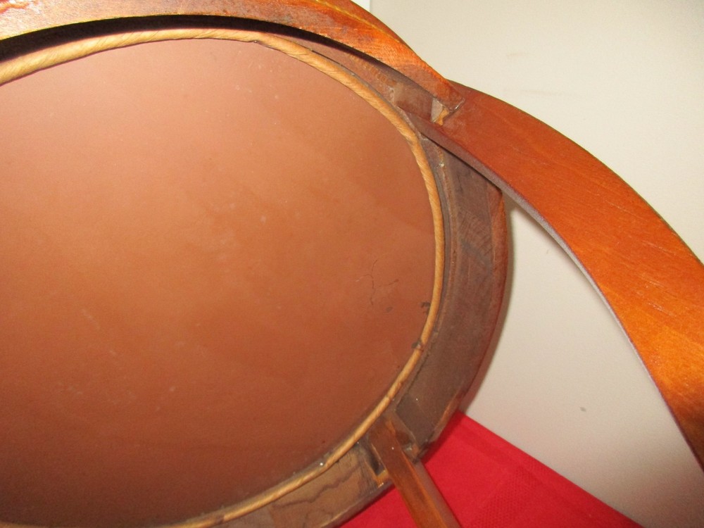 Mid Century Round Solid Wood / Glass End Table / Side Table