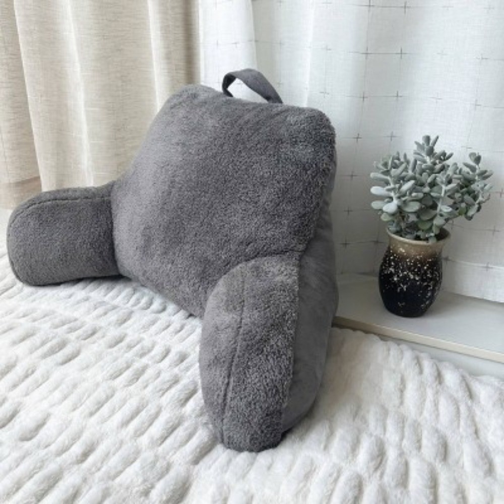 Faux Shearling Bed Rest Pillow Gray: Supportive Backrest for Dorm