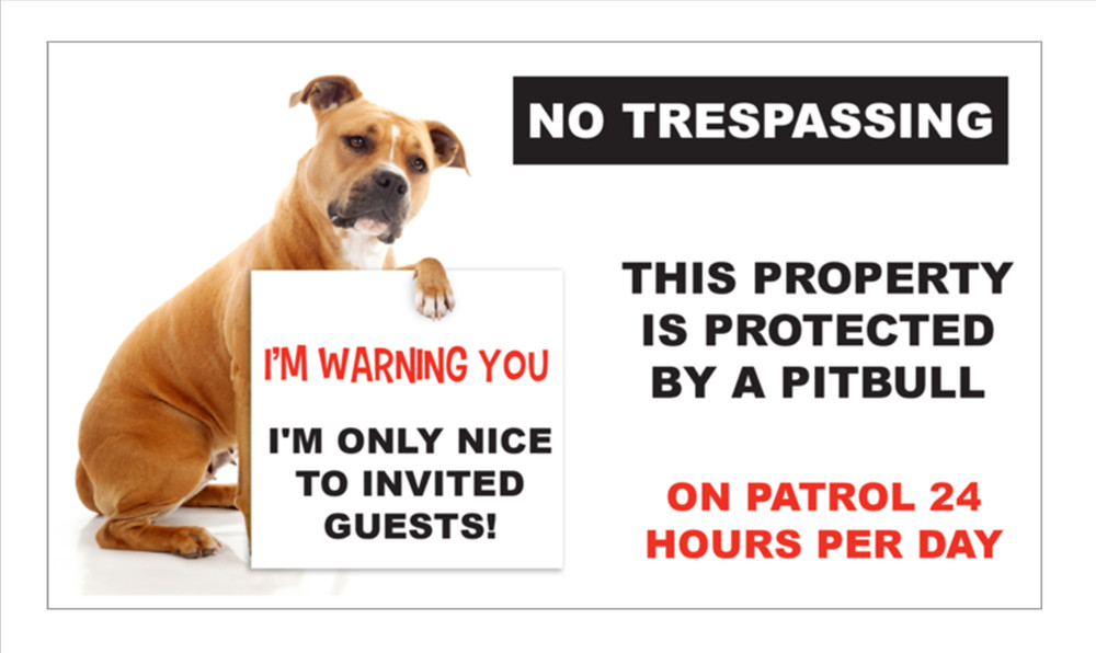 Protected By Pitbull Security Warning Stickers / 6 Pack + FREE Shipping
