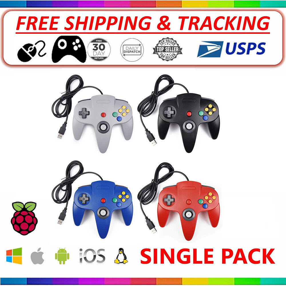 For Nintendo 64 N64 USB Controller Gamepad Joystick For PC MAC Raspberry Pi 3