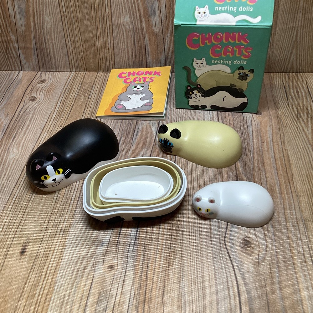 Chonk Cats 3 Pc Nesting Dolls With Mini Book