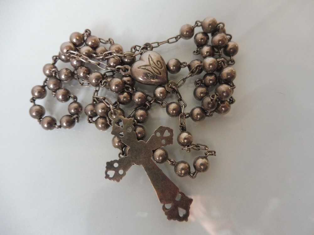 Beautiful, old Rosary, 800 silver, 80cm