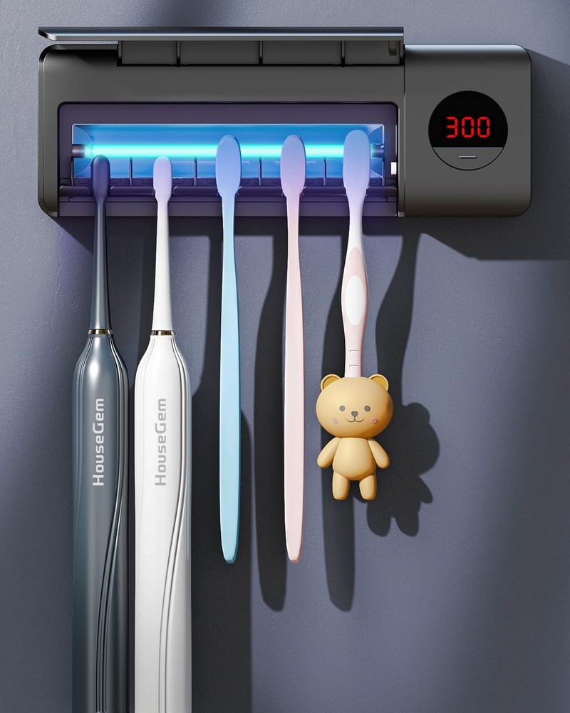 Housegem Toothbrush Holder Timer Function 2000mah Rechargeable Cordless Wallmoun